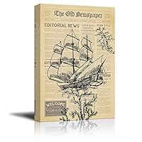 Canvas Wall Art Old Newspaper Painting Canvas Prints Home Artwork Decoration for Living Room,Bedroom - 12x18 inches