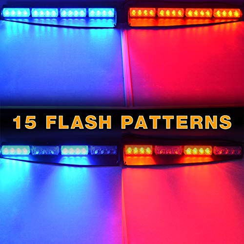 YITAMOTOR Red Blue Visor Emergency Lights, 216 LED Windshield