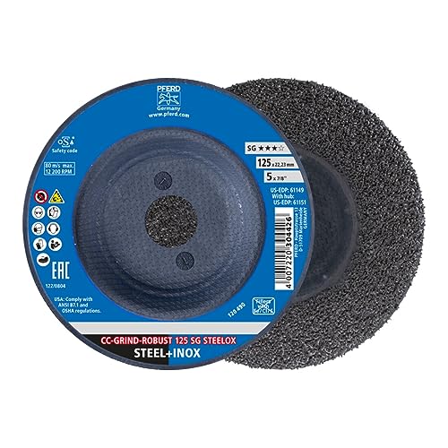 PFERD CC-GRIND-ROBUST Lot de 10 disques abrasifs 125 x 22,23 mm Ligne de performance SG Steel OX pour acier/acier inoxydable