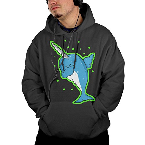 NYY&088 Men's Sports Fleece, Dabbing Narwhal Sweater With Kanga Pocket