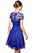 Amoluv Women Round Neck Short Sleeve Pleated Lace Slim Dress