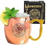 Izycal Moscow Mule Mug | Copper With Drink Like A King Logo | 16 Ounce | Rose Gold Barrel Shaped