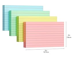YIZUUN Colored Index Cards 3x5, 200 Pack, Ruled