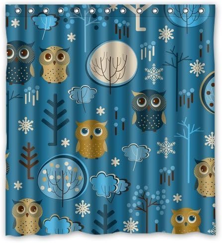 CozyBath Owl Waterproof Polyester Fabric 66"(w) x 72"(h) Shower Curtain and Hooks by CozyBath