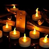 Micandle 12pcs Yellow Flickering Flameless LED Tealight Candles With Remote Control,Battery Powered LED Flameless Candles For Wedding Happy Birthday(Battery Included)