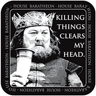 Coasteroo KILLING THINGS CLEARS MY HEAD Robert Baratheon Game of Thrones - FRIDGE MAGNET - 57mm x 57mm - Gloss Finish - TV/Television Themed Design
