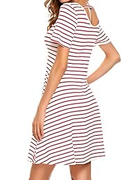 Minivestido con cuello en V y manga corta a rayas de ELESOL para mujer