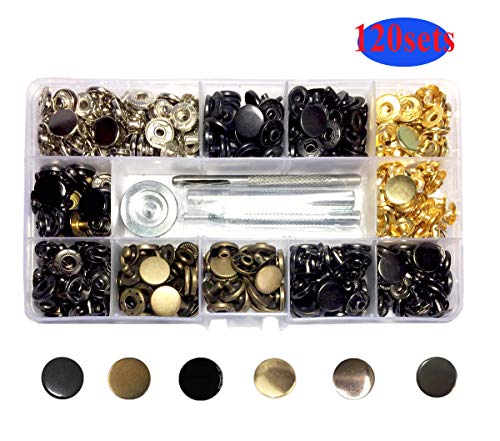 image for E-Uli 120 Sets Snap Fasteners Kit,6 Color Clothing Snaps Kit ，12.5mm