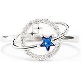 STORYJEWELLERY Granddaughter Gifts, Galaxy Ring, Birthday Gifts for Granddaughter, 925 Sterling Silver Planet Star Ring