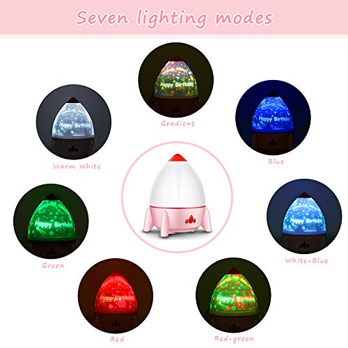 Esonstyle Musical Night Light,360 Rotating Star Lamp Rocket Projection Lamp Baby Musical Lamp with Rechargeable Battery,4 Music Rotating Remote Control and Timer Design Lamp