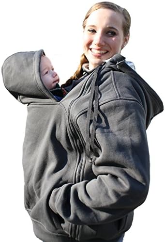 RooCoat Babywearing Coat - Charcoal with Gray Stripes - Small