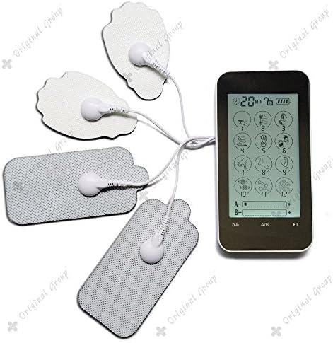 Rechargeable Portable TENS Unit 12 Massage Modes Touch Screen Digital ElectroTherapy Device Pulse Massager Muscle Stimulator for Pain Relief + 6pcs Electrode Pads