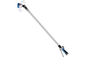 RESTMO 36”-60” (3ft-5ft) Metal Watering Wand, Long Telescopic Tube | 180° Adjustable Ratcheting Head | 7 Spray Patterns | Flo