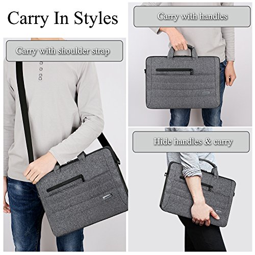 image for BRINCH 15.6 Inch Laptop Shoulder Bag,Multi-Functional Slim Portable La