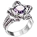 XAHH Women 925 Sterling Silver Plated Bridal Engagement Wedding Band Purple Amethyst CZ Lotus Flower Ring
