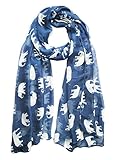 Gorgeous Elephant Print Long Scarf Shawl Sarong Blue Grey, Orange, Maroon