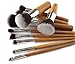 Eco Bamboo No Animal Hair Kabuki Makeup Brush Tool Set - 10 Piece Cosmetic Brush Kit For A Flawless Air-Brush-Effect Finish, Canvas Travel Organizer Bag - New Leaf Products, The Eco-Friendly Company