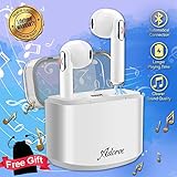 Wireless Earbuds, Bluetooth Earbuds Wireless Stereo Earphones with Mic, Mini in-Ear Earbuds with Charging Case, Sports Earbuds Earpiece w/Microphone for All Smartphones Android Samsung Huawei -White