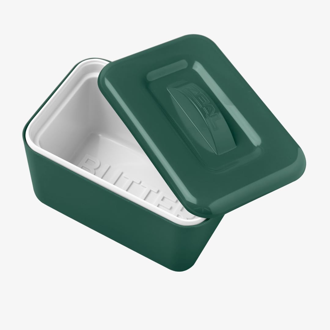 Zeal Insulated Butter Dish, Large 500g Capacity Double Walled Butter Tub/Container with Lid, Melamine – Forest Green — image 1