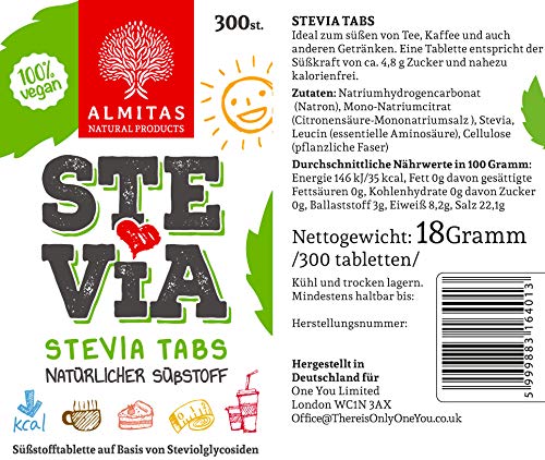 Stevia Tabs (300st) Made in Germany, ohne Erythrit, laktosefrei, nur für HeiÃgetränke geeignet – Bild 5