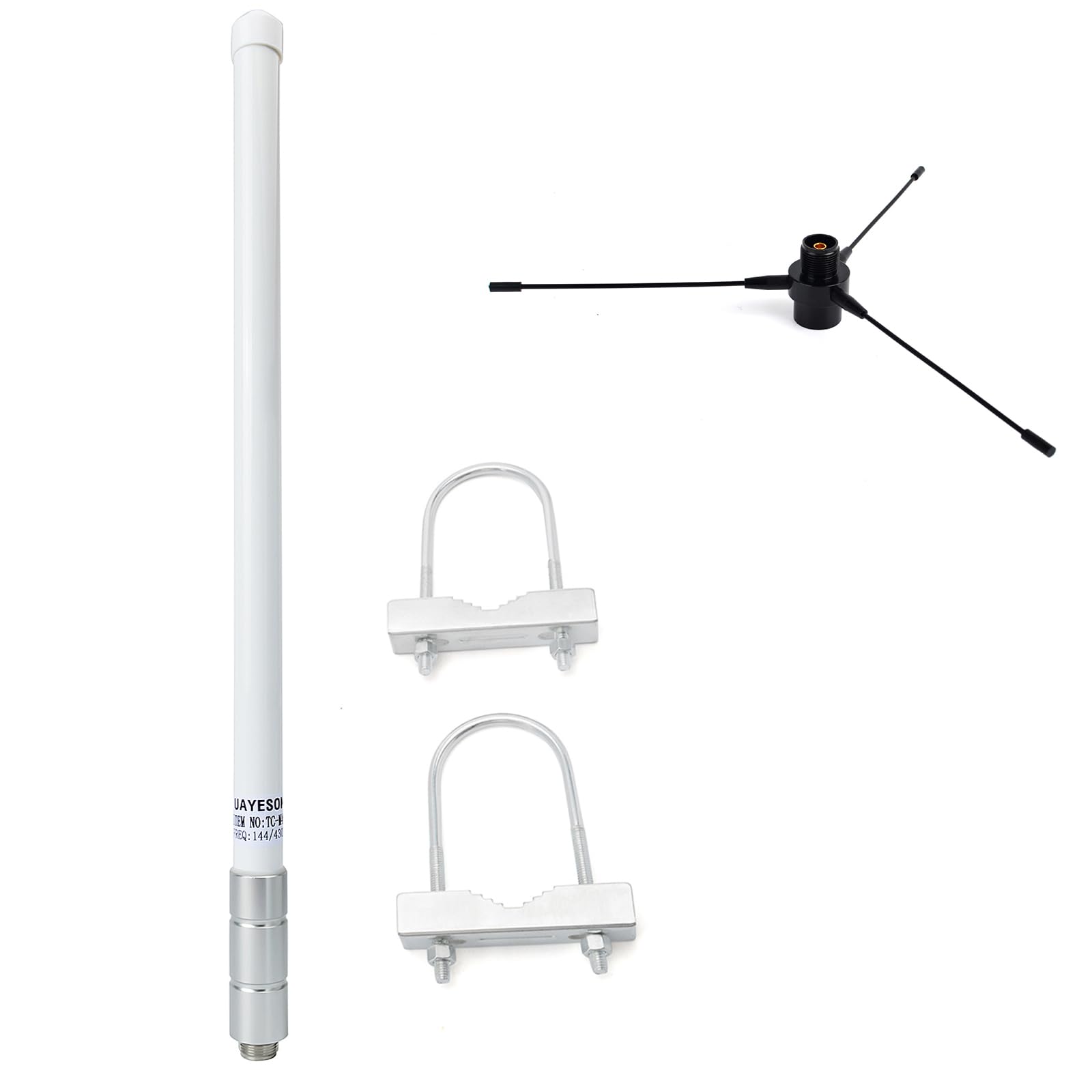 Photo 1 of VHF Fiberglass 17” Ham Radio Base Antenna with Ground Plane Kit, 136-174mhz SO239 Connector for Mobile Transceiver, HT, Repeater, Scanners, Marine VHF Radios