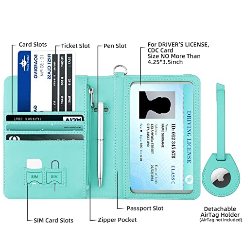 WALNEW AirTag Passport Holder and Vaccine Card Holder Combo, RFID