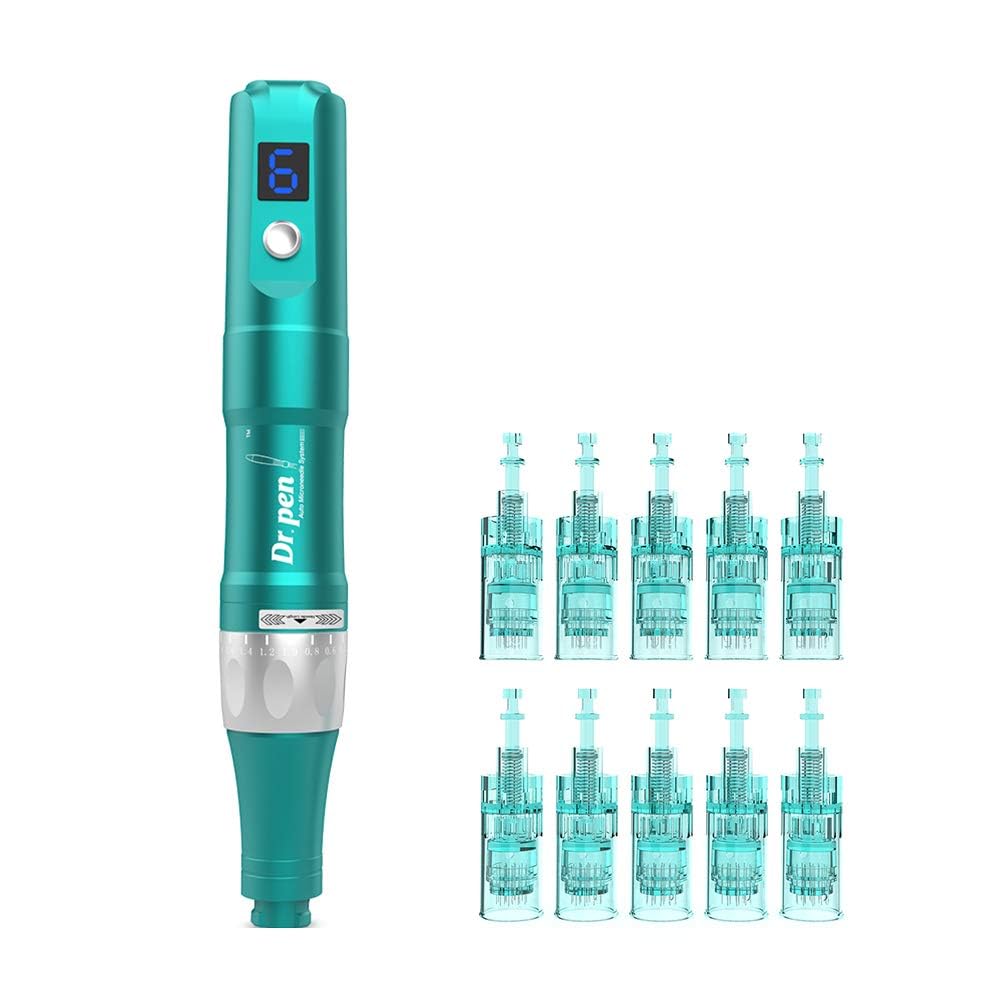 Dr.Pen A6S Microneedling Pen Micro Needling Treatment Tool Kit for Skincare Wrinkle Removing Professional Microneedle Machine in 6 Speeds Adajustable with 10 16-Pin Cartridges Wireless