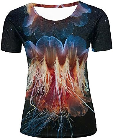 Pete Allan 3D T-Shirt Blue Jellyfish Underwater Print Couple Tees XS