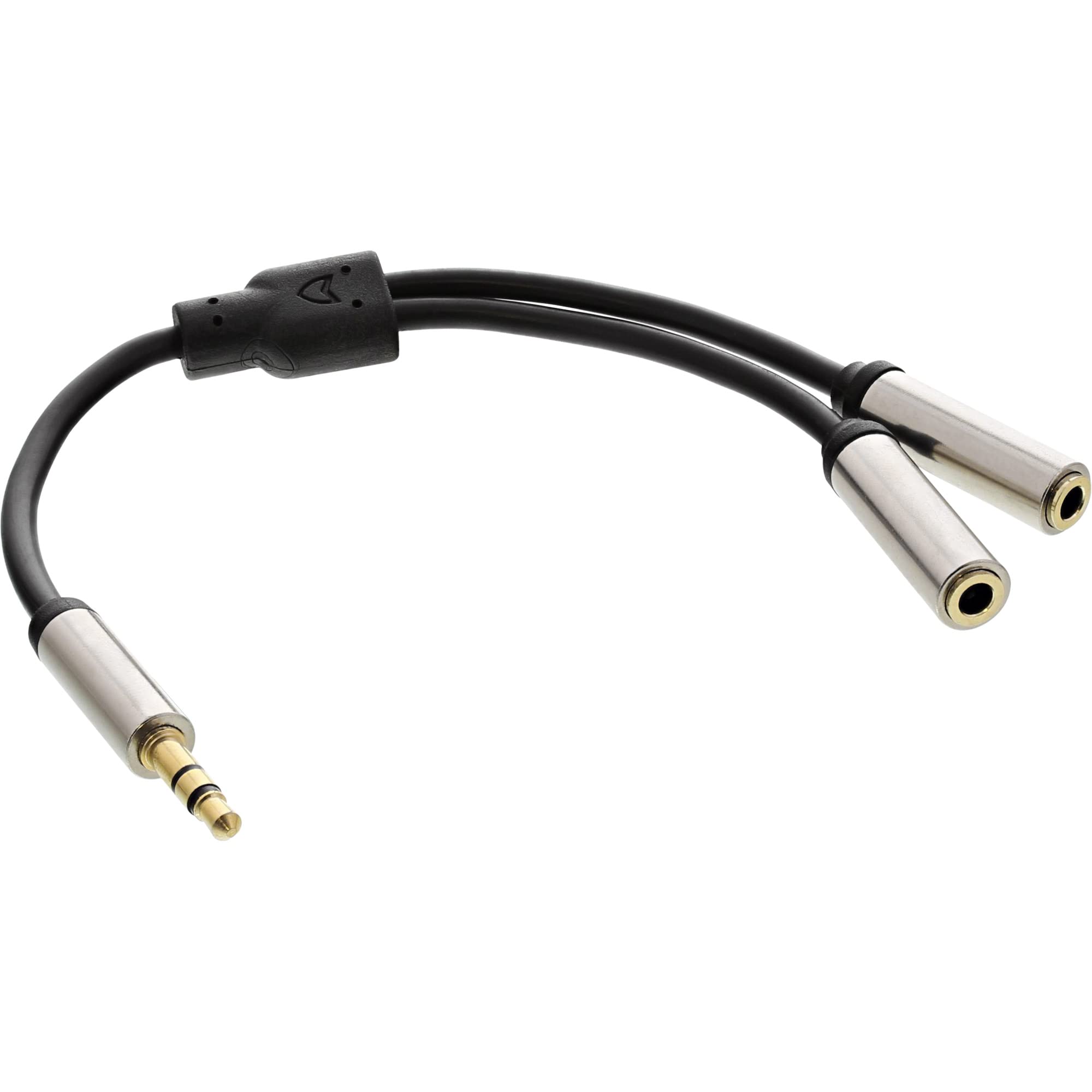 InLine® Slim Audio Y-Cable Jack 3.5 mm Male to 2 x Jack Female 0.15 m