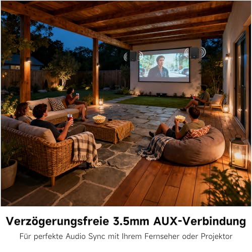 Plyee Audio Outdoor Bluetooth Speaker, Active + Passive Wall Mounting System, Built-in Amplifier, AUX Input for Patio, Porch, Pool, Garage, Pack of 2 (MZ-660)