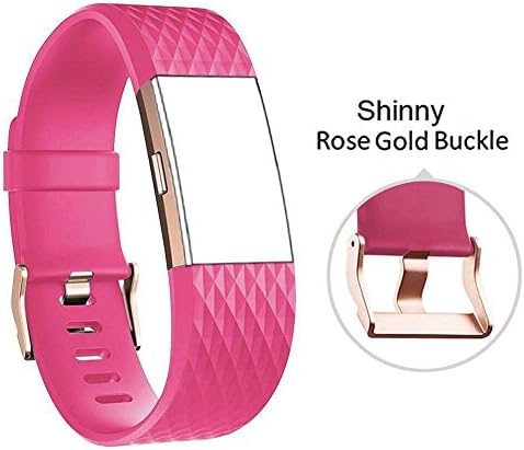 DD For Fitbit Charge 2 Straps, Replacement Accessories Watch Band Adjustable Silicone Wrist Straps for Fitbit Charge 2 with ROSE GOLD BUCKLE