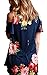 YILE SHU Women Casual Floral Print Cold Shoulder Short Sleeve Crisscross Front V Neck T Shirt Blouses ((US 16) XL, Blue)