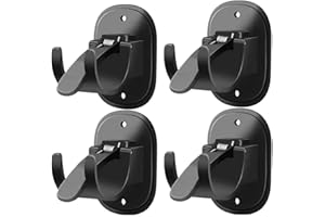 AMZAOMNN 4PCS Upgraded Self Adhesive Curtain Rod Brackets，Curtain Rod Hooks，Curtain rods no Drilling，Curtain Rod Brackets for Wall，for0.6~1.7 inch Curtain Rod (Black)