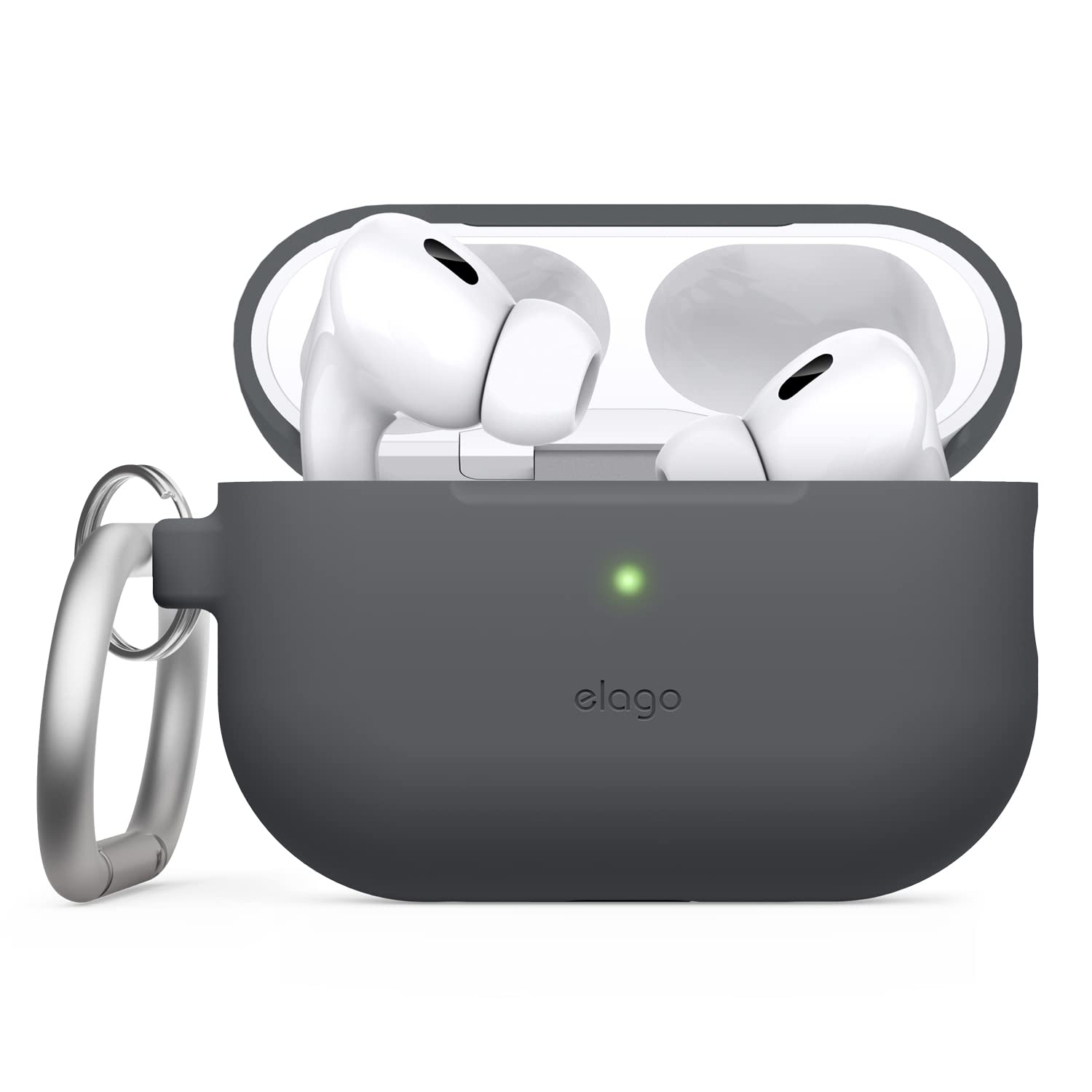 elago Silicone Case for Apple AirPods Pro 2nd Gen, Front LED Visible, Wireless Charging Compatible, Dark Grey
