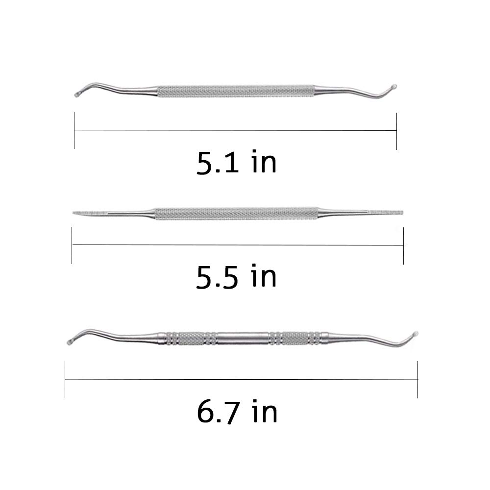 Ingrown Toenail Tool, 3 Pack Stainless Steel Ingrown Toenail File Kit Double Sided Pedicure Nail File Lifter Spoon Nail Pusher Cleaner Pedicure Tools: Beauty