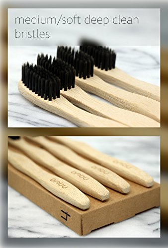 image for bmbu Bamboo Toothbrush Charcoal Bristles - Multi-Pack Made with Activa