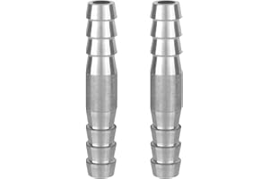 CARVEDEXQUISITELY Stainless Steel 5/16" to 5/16" Hose Barb Fittings Splicer Mender Round Union Coupler Adapter Splicer Mender Union Air Water Fuel (Pack of 2)