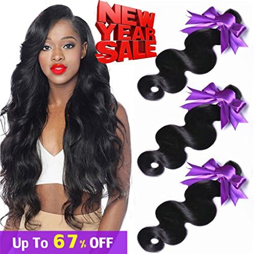 Brazilian Hair Virgin Weave Hair Human Hair Bundles Deals 16" 14" 12" Inch 3 Bundles of Brazilian Hair Bundles Remy Brazilian Body Wave Total 300 Grams/10.5oz Body Wave Hair Natural Color Giulia Hair