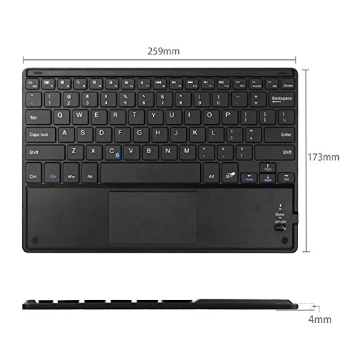 Fintie Ultrathin 4mm Wireless Bluetooth Keyboard with Built-In Multi-Touch Touchpad for iPad, iPhone, Samsung Galaxy, Google Nexus, Microsoft Surface, HP and other Bluetooth Devices [Retail Packaging]