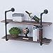 Industrial Pipe Shelving Wall Mounted,36in Rustic Metal Floating Shelves,Steampunk Real Wood Book Shelves,Wall Shelf Unit Bookshelf Hanging Wall Shelves,Farmhouse Kitchen Bar Shelving(2 Tier)