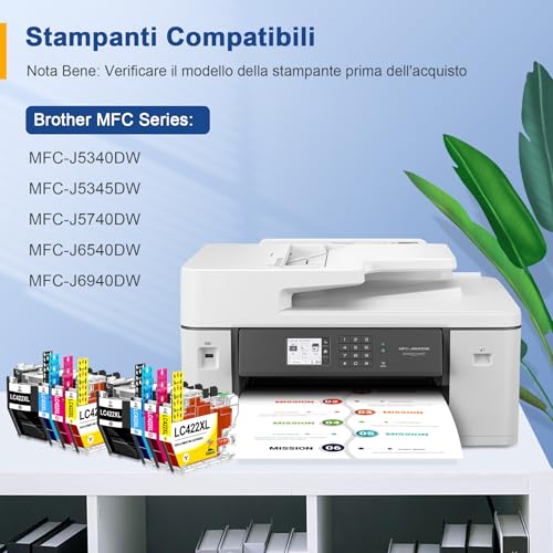 Palmtree LC422XL Cartridges Compatible with Brother LC422 LC-422XL LC-422VAL Multipack for Brother MFC-J5340DW MFC-J5740DW MFC-J5345DW MFC-J6940 MFC-J6540DW MFC-J5340DWE MFC-J6540DWE (Pack of 8)