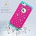 iPhone 6S Case,EC™ [Shockproof] Apple iPhone 6S Case, Heavy Duty Dual Layer Hybrid Stud Rhinestone Bling Protection Cover Case for Apple iPhone 6S / 6 (Rose/Teal)