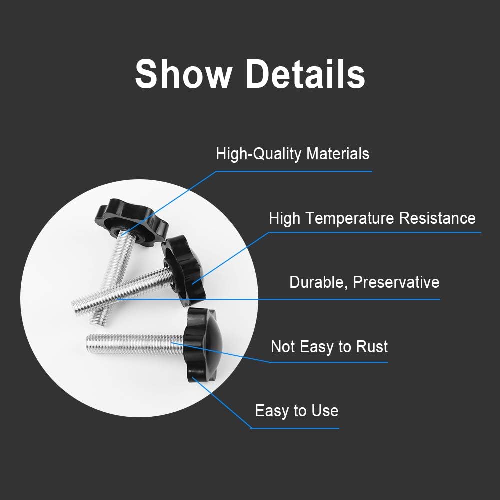 15 Pcs Star Handle Knob, M8 x 40mm Thread Clamping Knob Tightening Screw for Machinery Latche - Image 3