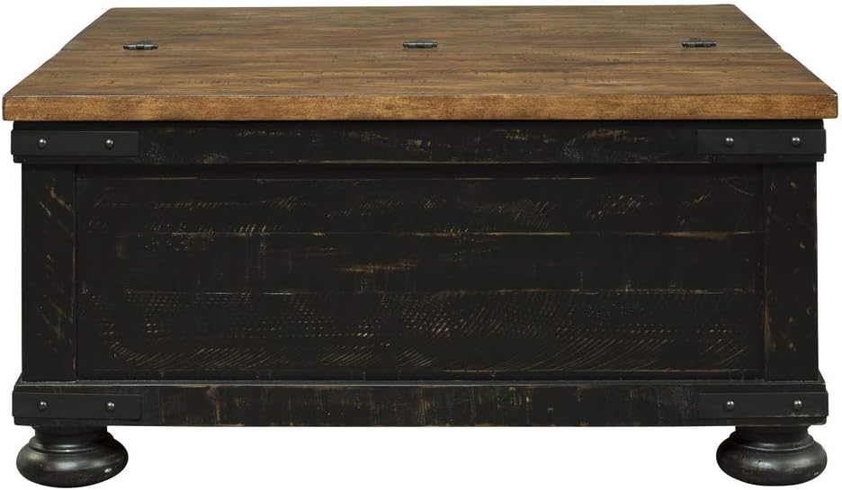 Signature Design by Ashley Valebeck Square Lift Top Cocktail Table Black/Brown: Kitchen & Dining