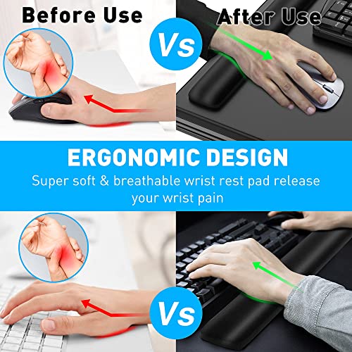 AboveTEK Large Keyboard Tray Under Desk with Wrist Rest, 26.7"×11