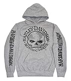 Harley-Davidson Men's Hooded Sweatshirt, Willie G Skull, Gray Hoodie 30296654