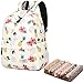School Bookbag for Girls, Cute Pineapple Water Resistant Laptop Backpack College Bags Women Travel Daypack + 5 Pieces Canvas Floral Pencil Case