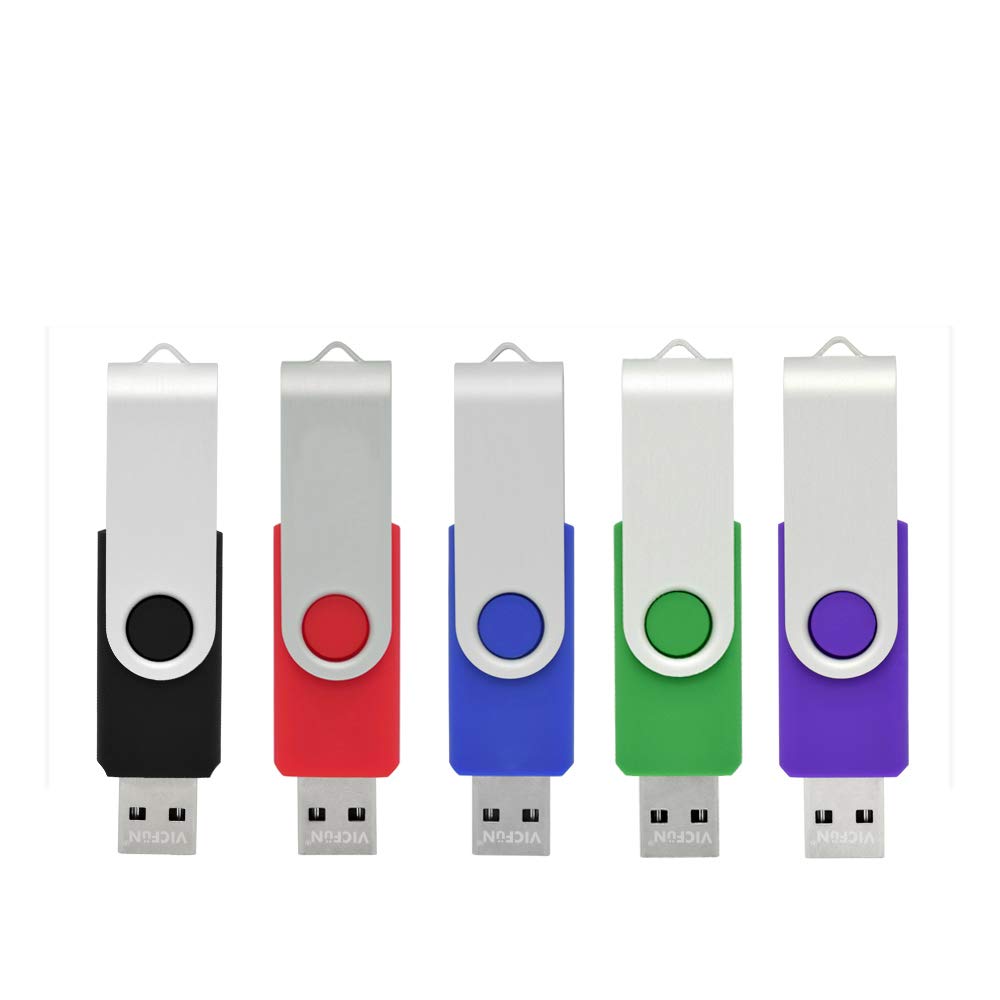 VICFUN Multicolored 16GB Flash Drive 5pcs in Pack USB Flash Drive 2.0(5 Colors: Black Blue Green Purple Red)