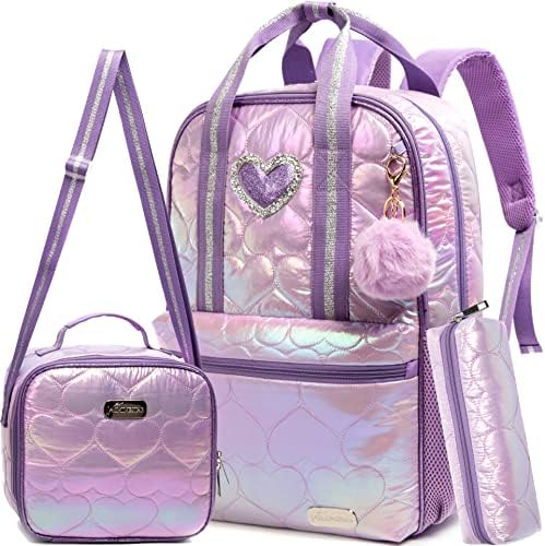 Meetbelify Teen Girls Love Backpack with Lunch Box for Big Kids School ...