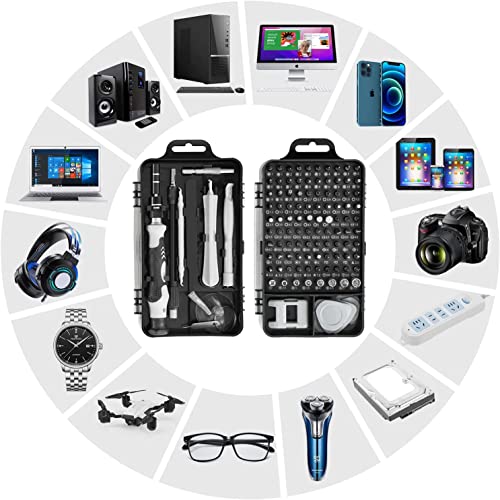 [2023 Upgraded] AXTH 115 in 1 [Military-Grade] Precision Screwdriver Set Professional Magnetic Repair Tool Kit for Phone, Computer, Watch, Laptop, Xbox, Macbook, Game Console, Eyeglass, Electronic